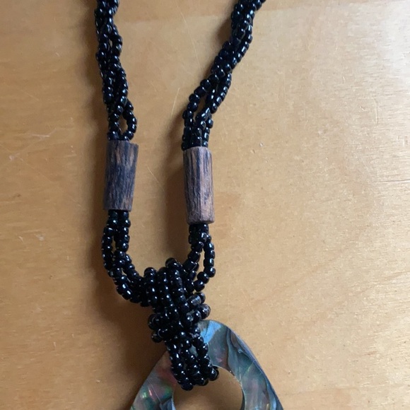 Shell Black Beaded Necklace from Indonesia - Picture 7 of 11